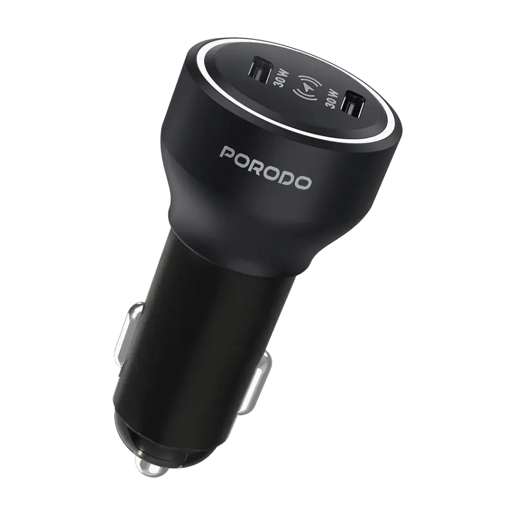 PORODO VELANO CAR CHARGER DUAL USB C PORTS PD30W BLACK PDCCR31BK