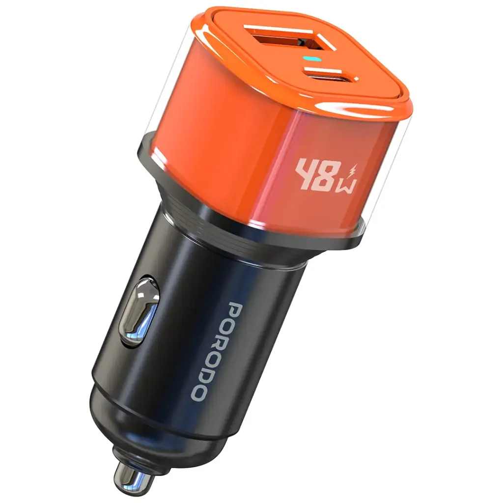 PORODO 48W AVERIN MULTI PORT CAR CHARGER ORANGE PDCCR48WOG