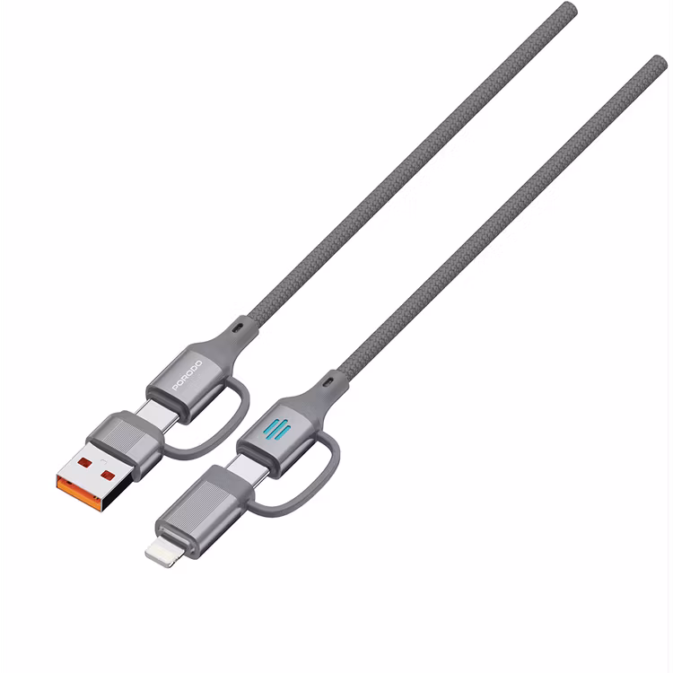 PORODO 4 IN 1 HIGH SPEED CHARGING CABLE PD 240W GREY PDCDCGY