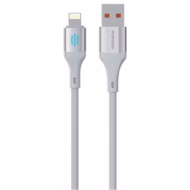 PORODO USB A TO LIGHTNING CHARGING DATA CABLE 1M SILVER PDDC97SL