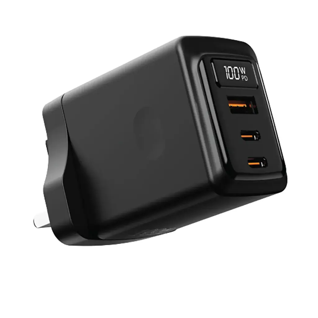 PORODO GAN 100W MULTI PORT WALL CHARGER BLACK PDFWCH073BK