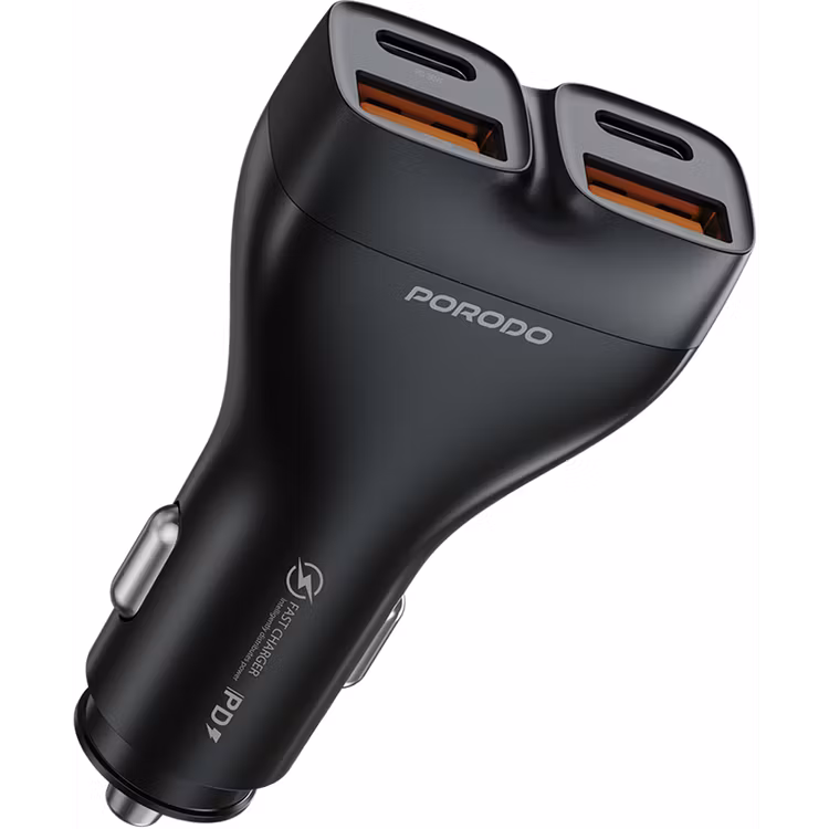 PORODO DUALPOWER 102W CAR CHARGER PD30W QC18W BLACK PDFWCH085BK