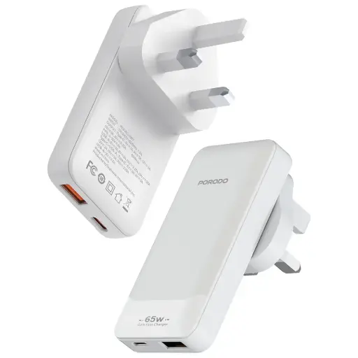 PORODO TERRA CHARGE 65W GAN DUAL PORT ADAPTER WHITE PDFWCH087WH