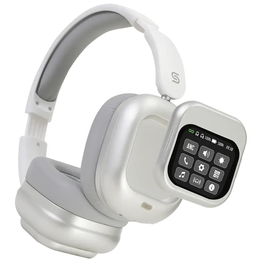 PORODO SOUNDTEC TOUCH WAVE ANC HEADPHONE WITH DETACHABLE TOUCH SCREEN WHITE PDJYBN618WH
