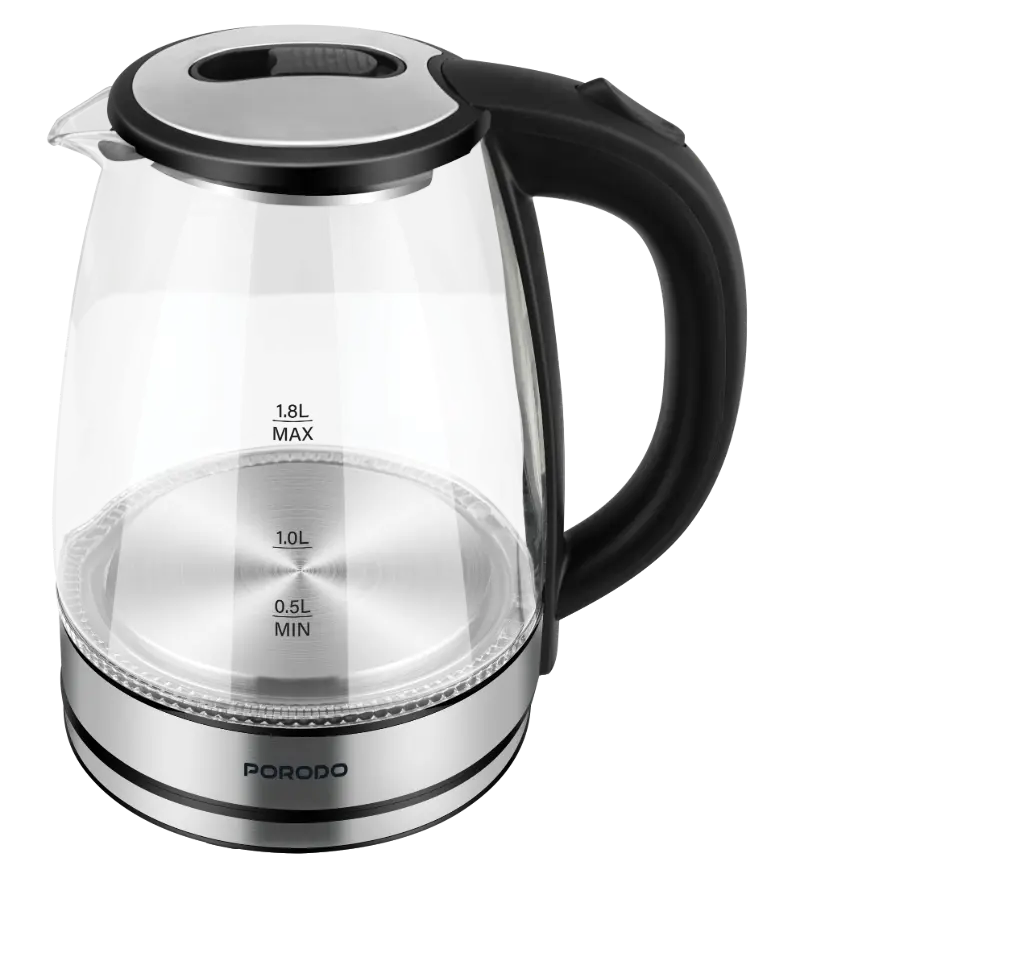 PORODO LIFESTYLE PYRO T1 ELECTRIC GLASS KETTLE 360 ROTATING BASE CLEAR PDLFST18ACL