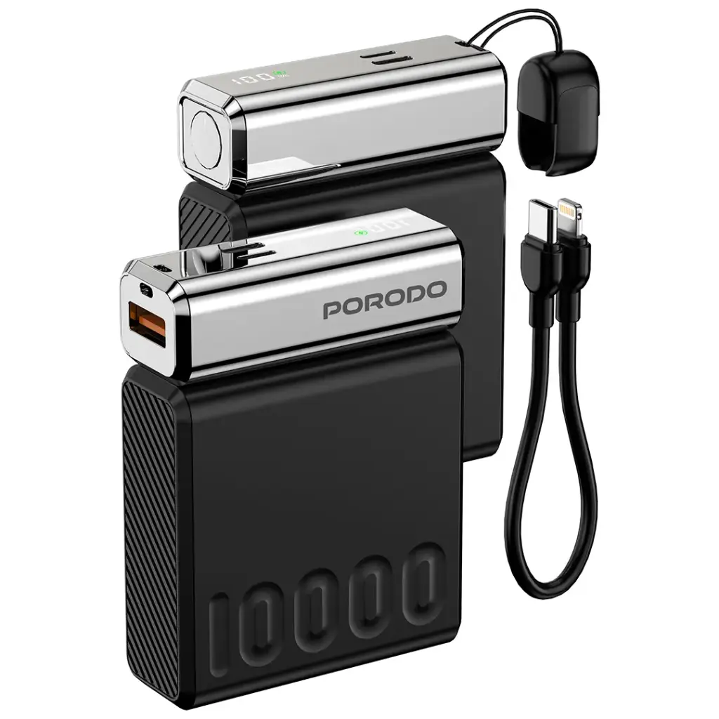 PORODO PD35W CHROME VOLT 10000MAH POWER BANK WITH LED DIGITAL DISPLAY BLACK PDPBFCH088BK