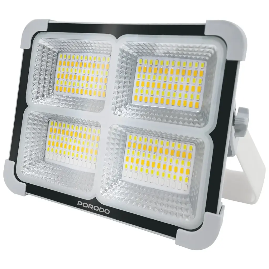 PORODO LIFESTYLE SUNLITE SOLAR POWERED RECHARGEABLE OUTDOOR LED LIGHT GRAY PDQTS100WH