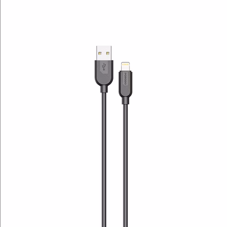 PORODO SILICONE CABLE USB A TO LIGHTNING CABLE 12W 1M BLACK PDSCUAL12BK