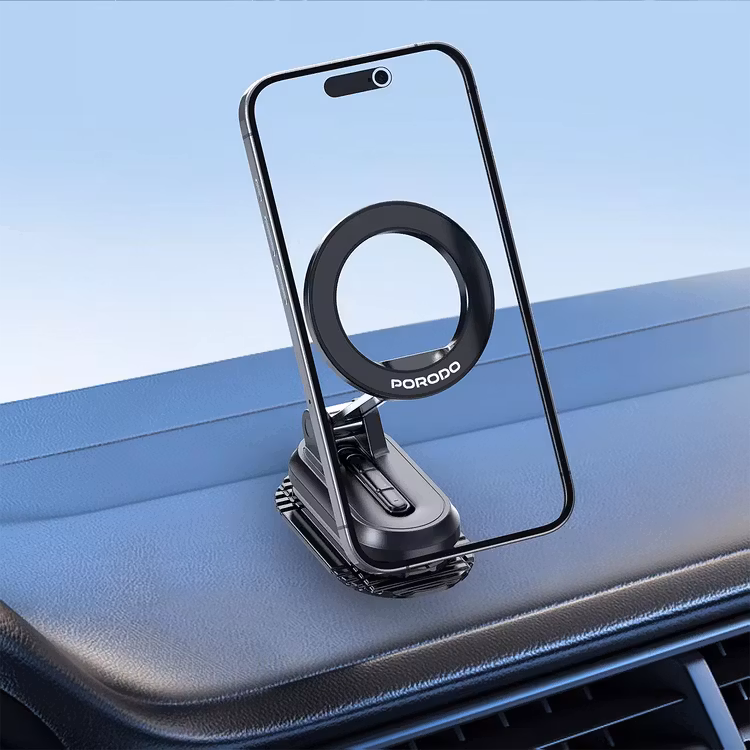 PORODO GRIPFOLD MAGSAFE ROTATABLE CAR MOUNT 360 DEGREE FULL ROTATION BLACK PDSKR06BK thumbnail 8