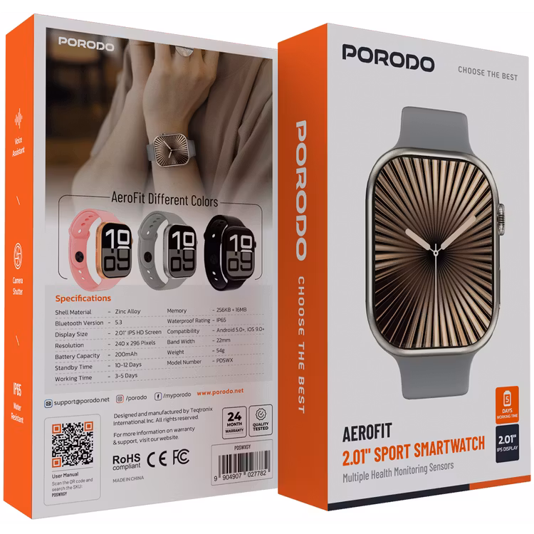 PORODO AEROFIT 2.01 SPORT SMART WATCH GRAY PDSWXGY