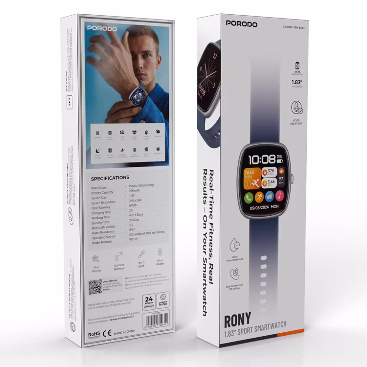 PORODO RONY 1.83 SPORT SMART WATCH SILVER PDT69SL
