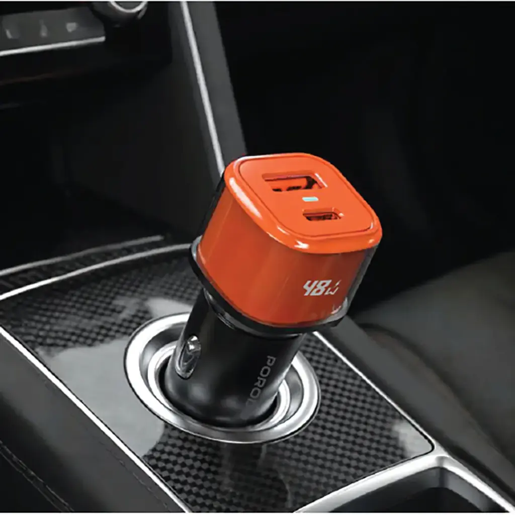 PORODO 48W AVERIN MULTI PORT CAR CHARGER ORANGE PDCCR48WOG thumbnail 3