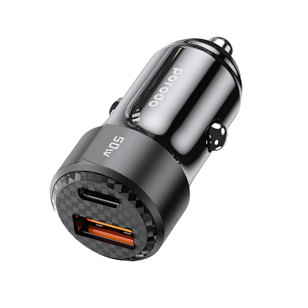 PORODO DUAL OUTPUT CAR CHARGER 50W BLACK PD-CC50W-BK thumbnail 3