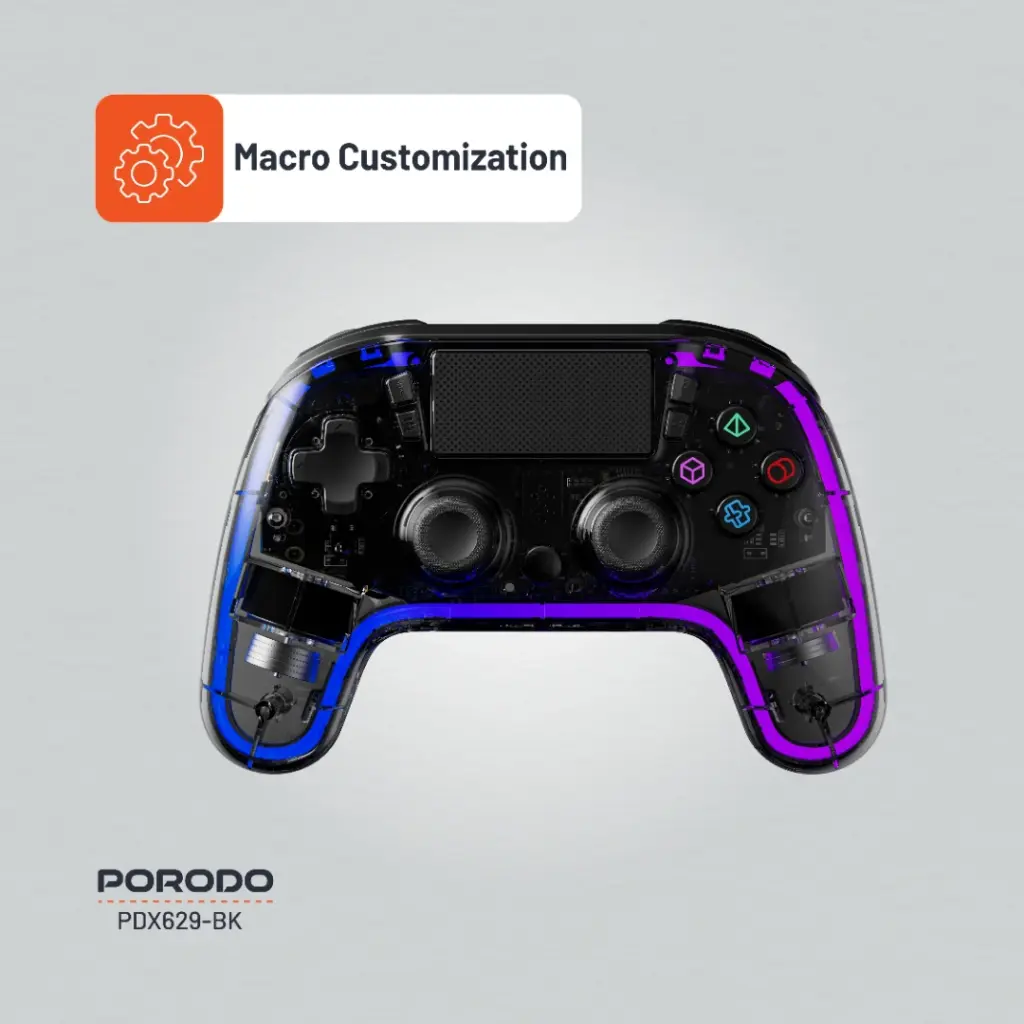 PORODO GAMING CRYSTAL SHELL PS4 RGB CONTROLLER CLEAR PDX629-CL thumbnail 5