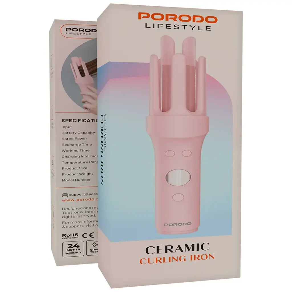 PORODO LIFESTYLE CERAMIC CURLING IRON PINK PDBL258PK