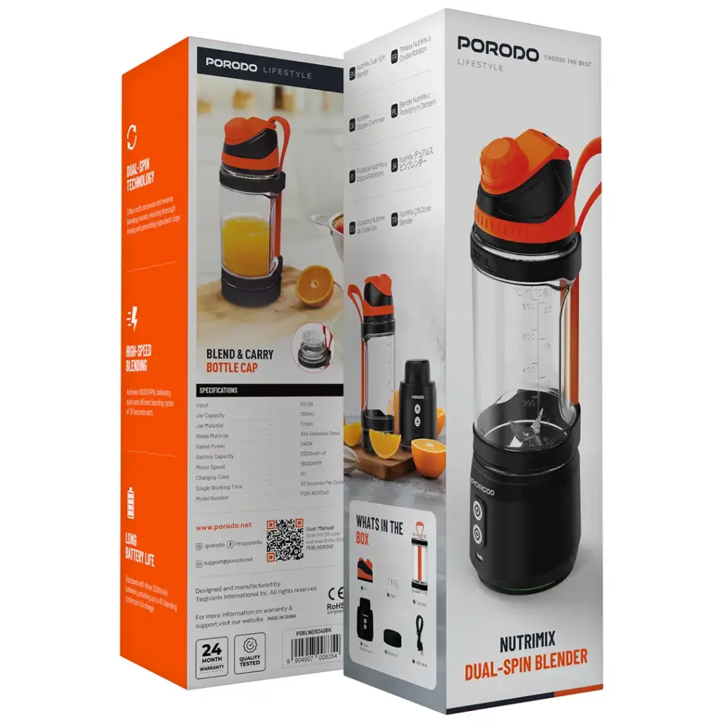PORODO NUTRIMIX DUAL SPIN BLENDER BLACK PDBLNDR240BK thumbnail 2