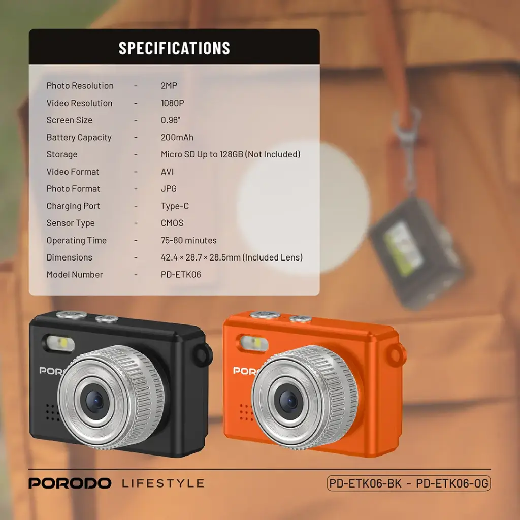 PORODO LIFESTYLE SNAP AND GO MINI DIGITAL CAMERA BLACK PD-ETK06-BK thumbnail 8