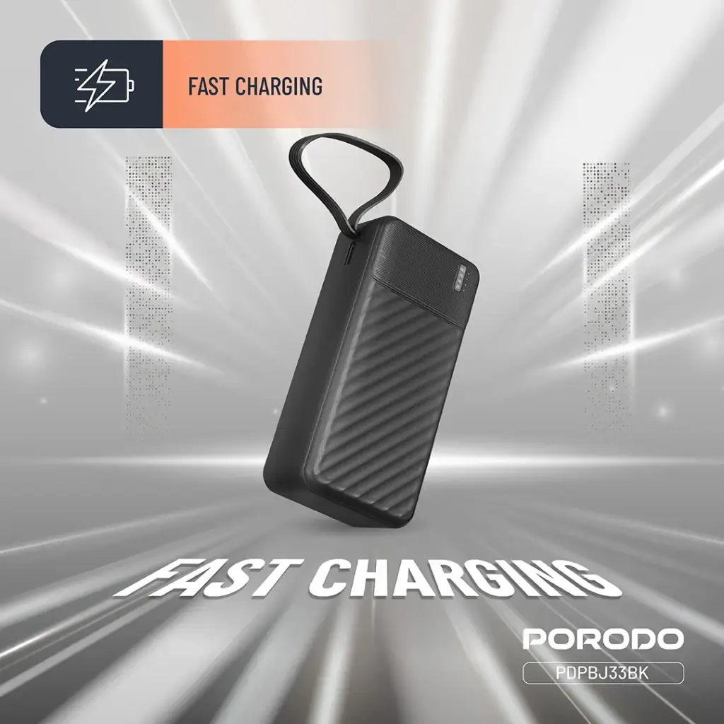 PORODO PIANO 10000MAH POWER BANK WITH INTEGRATED CABLES BLACK PDPBJ33BK thumbnail 6