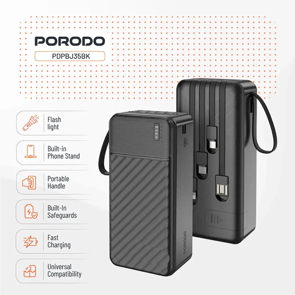 PORODO PIANO 30000MAH POWER BANK BLACK PDPBJ35BK thumbnail 3