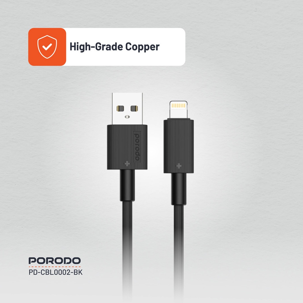 PORODO USB A TO LIGHTNING DURABLE CHARGING CABLE 1.2M WHITE PD-CBL0002-WH thumbnail 6