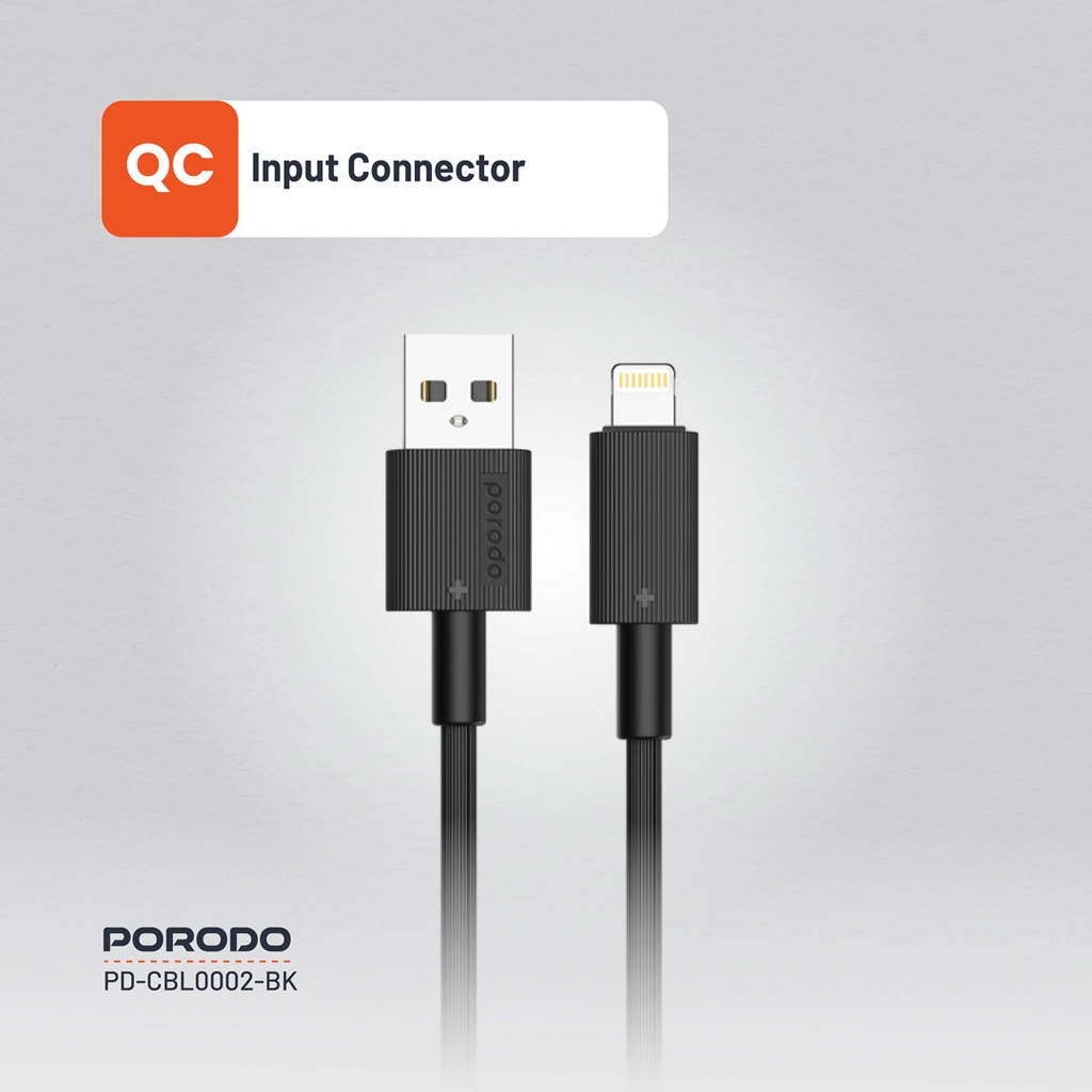 PORODO USB A TO LIGHTNING DURABLE CHARGING CABLE 1.2M WHITE PD-CBL0002-WH thumbnail 3