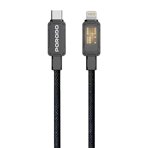 PORODO USB C TO LIGHTNING BRAIDED 1M/ 3.3FT PD 27W CBL033 CABLE  PD-CBL033-BK