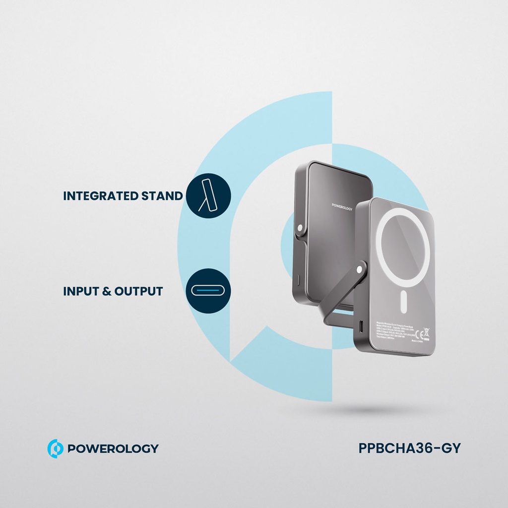 POWEROLOGY 10000MAH GLASS SURFACE MAGSAFE POWERBANK TITANIUM PPBCHA36-TI thumbnail 7