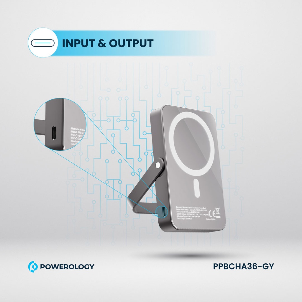 POWEROLOGY 10000MAH GLASS SURFACE MAGSAFE POWERBANK TITANIUM PPBCHA36-TI thumbnail 6