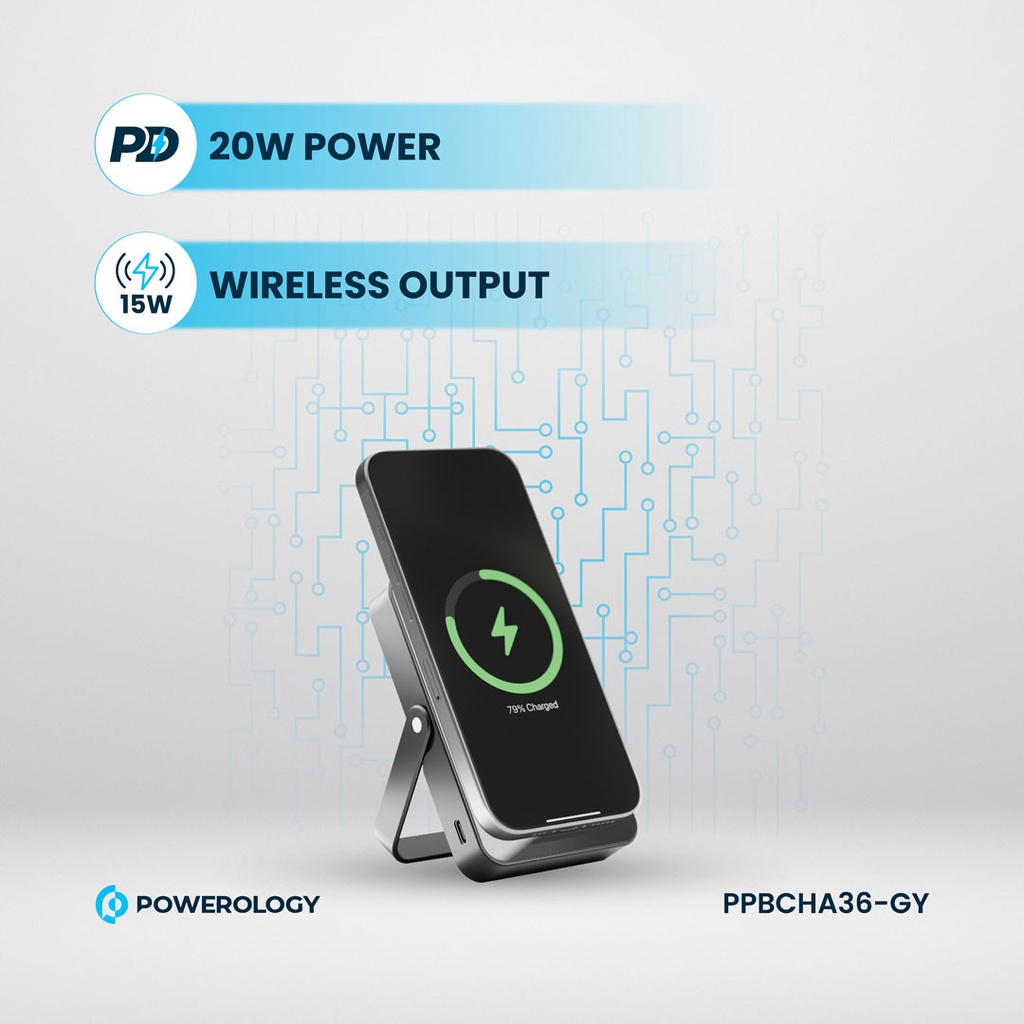 POWEROLOGY 10000MAH GLASS SURFACE MAGSAFE POWERBANK TITANIUM PPBCHA36-TI thumbnail 3