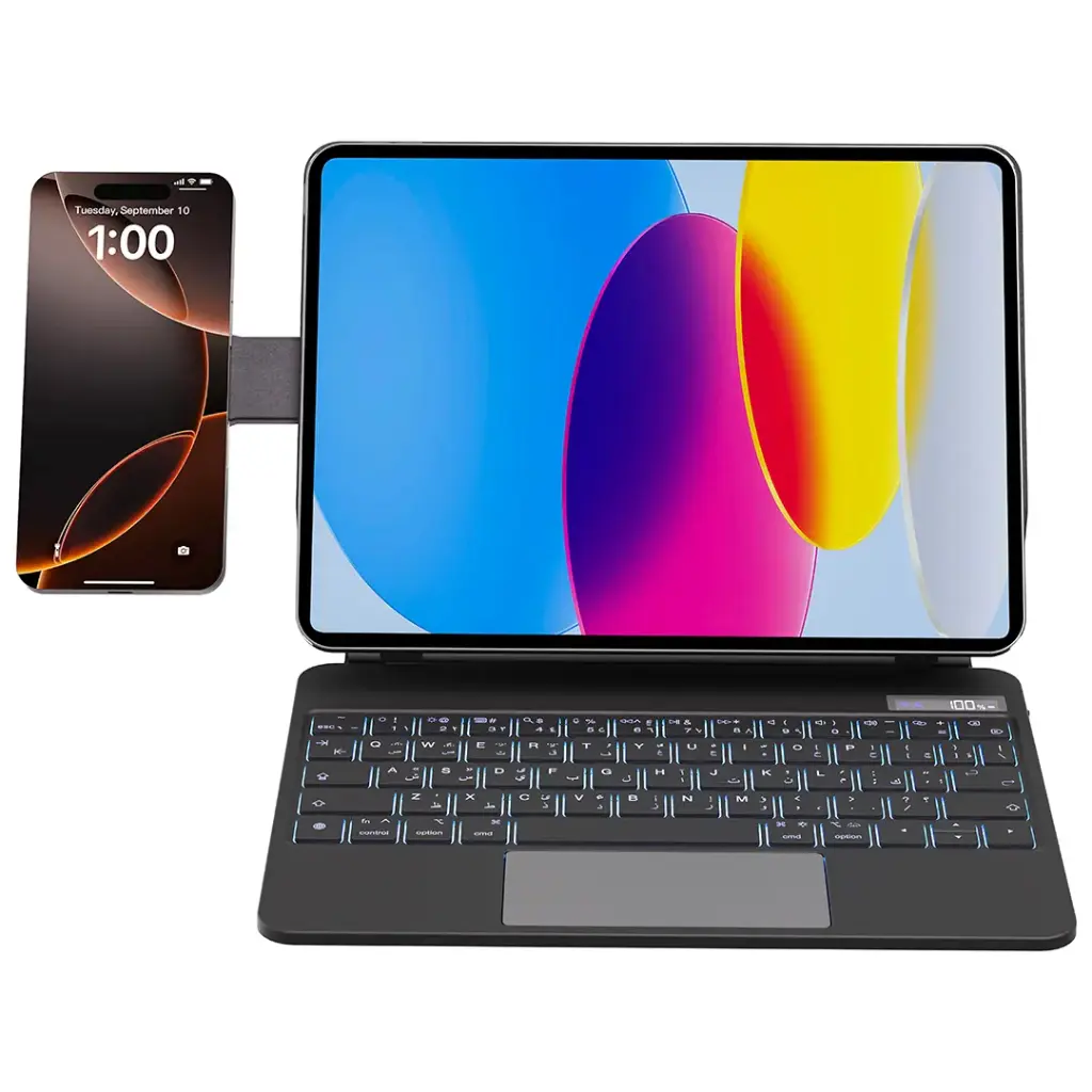 POWEROLOGY DYNABOARD WIRELESS KEYBOARD CASE WITH MAGSAFE PHONE HOLDER FOR IPAD PRO 13 M4 BLACK PWMK13BK thumbnail 2