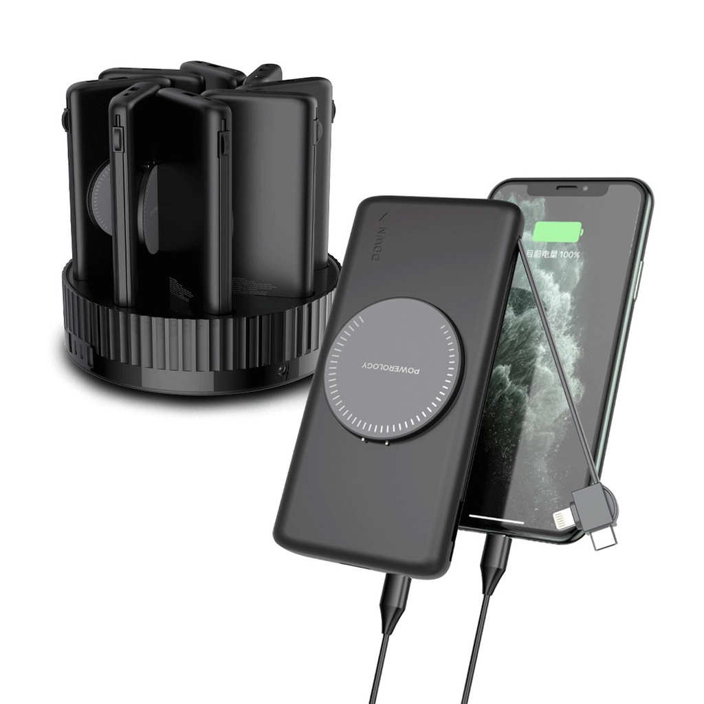 POWEROLOGY 8 IN 1 10000 MAH PD 120W QC WIRELESS POWERBANK BLACK PPBCHA2681BK thumbnail 3
