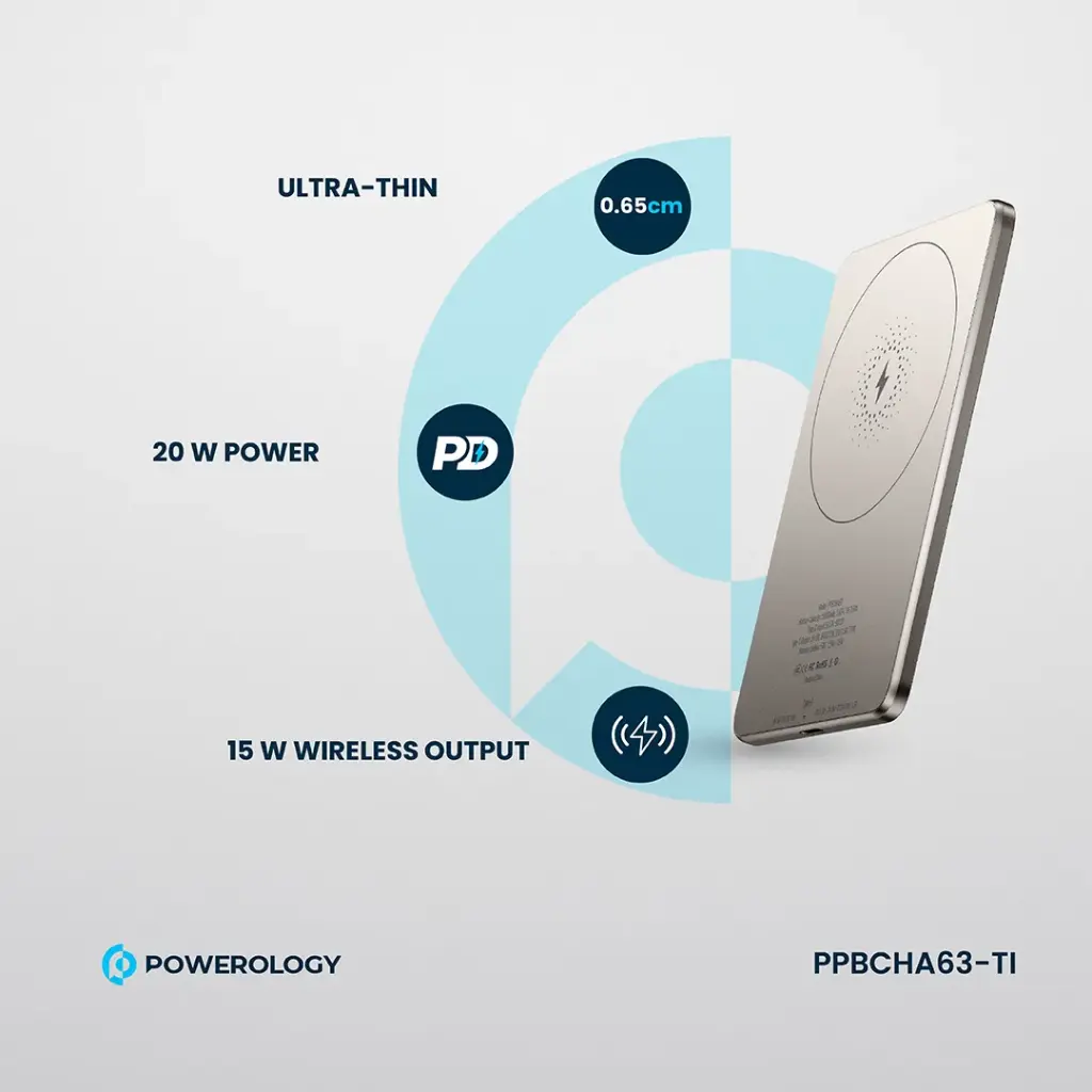 POWEROLOGY ULTRA THIN 5000MAH MAGSAFE POWERBANK TITANIUM PBCHA63-TI thumbnail 8