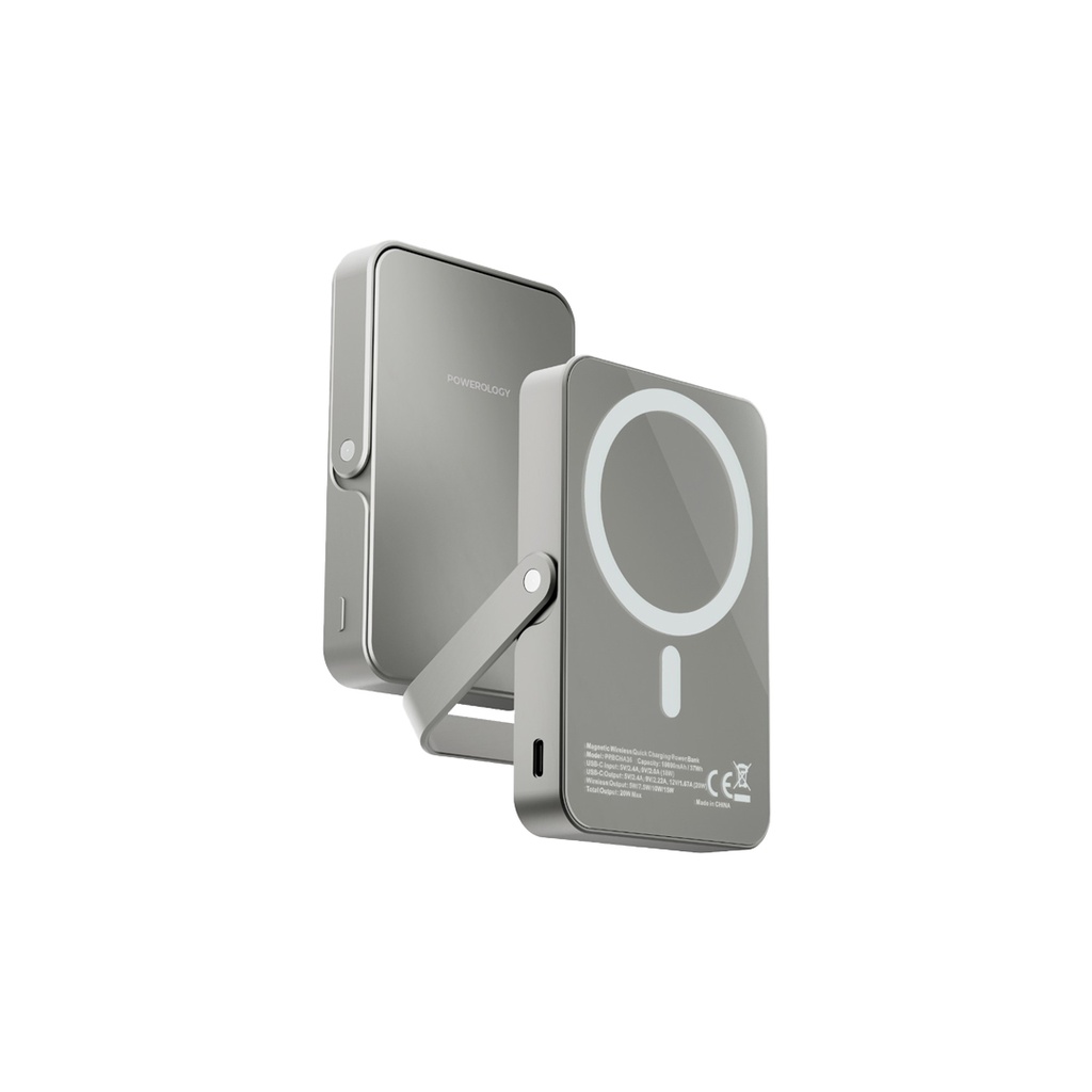 POWEROLOGY 10000MAH GLASS SURFACE MAGSAFE POWERBANK GREY PPBCHA36-GY