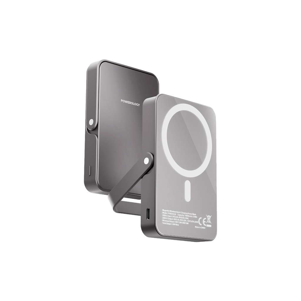POWEROLOGY 10000MAH GLASS SURFACE MAGSAFE POWERBANK TITANIUM PPBCHA36-TI