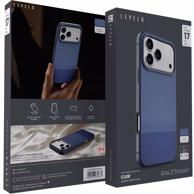 LEVELO IPHONE 17 PRO LEVELO CUIR CASE MIDNIGHT BLUE LVLCUIR17PMNBL thumbnail 3