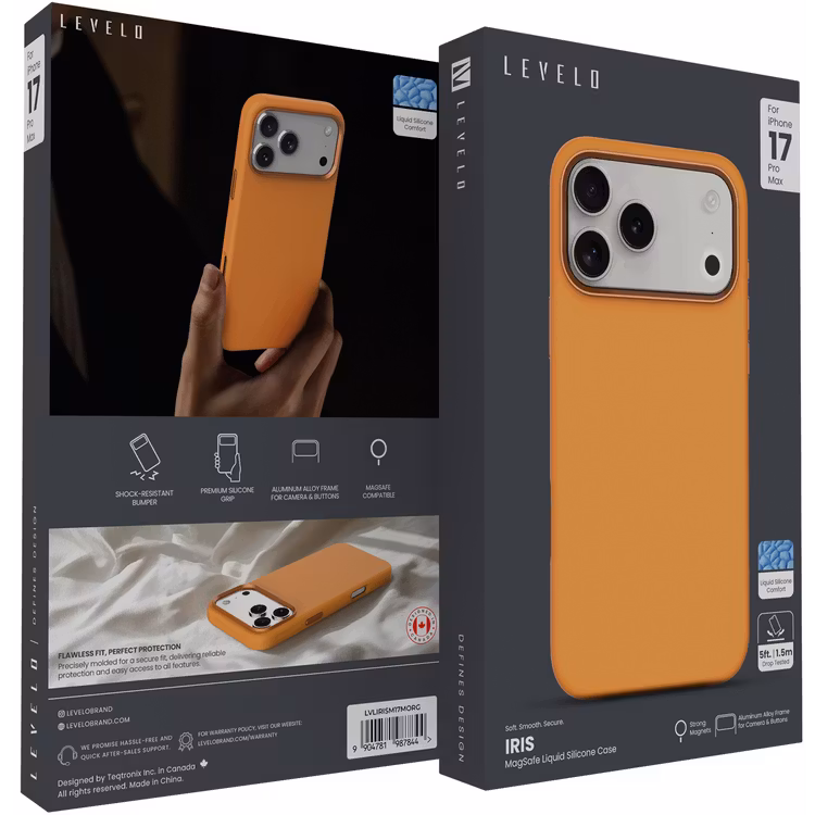 LEVELO IRIS IPHONE 17 PRO MAX MAGSAFE LIQUID SILICONE CASE ORANGE LVLIRISM17MORG thumbnail 10