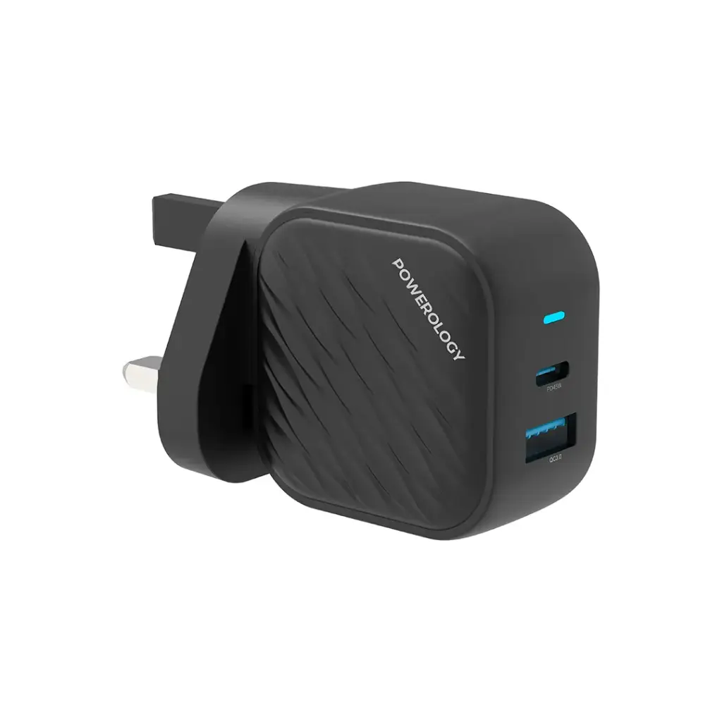 POWEROLOGY GAN DUAL USB C WALL CHARGER PD 45W PWCUQC036