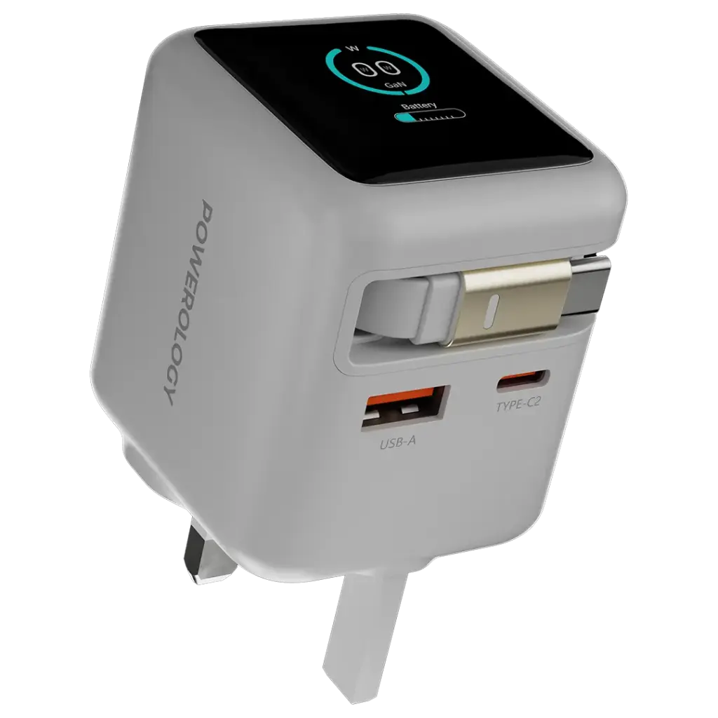 POWEROLOGY HALO DUAL -PORT GAN CHARGER-WHITE-PWCUQC051WH
