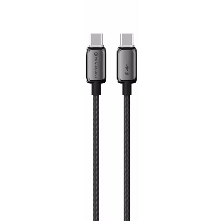 POWEROLOGY ZINCO SERIES USB C TO USB C PD60W CHARGING CABLE 1M GRAY PWDC60DGY