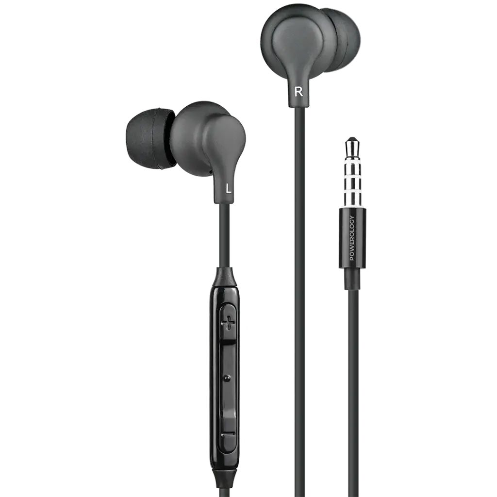 POWEROLOGY 3.5MM IN EAR STEREO EARPHONES BLACK PWEPHR28BK