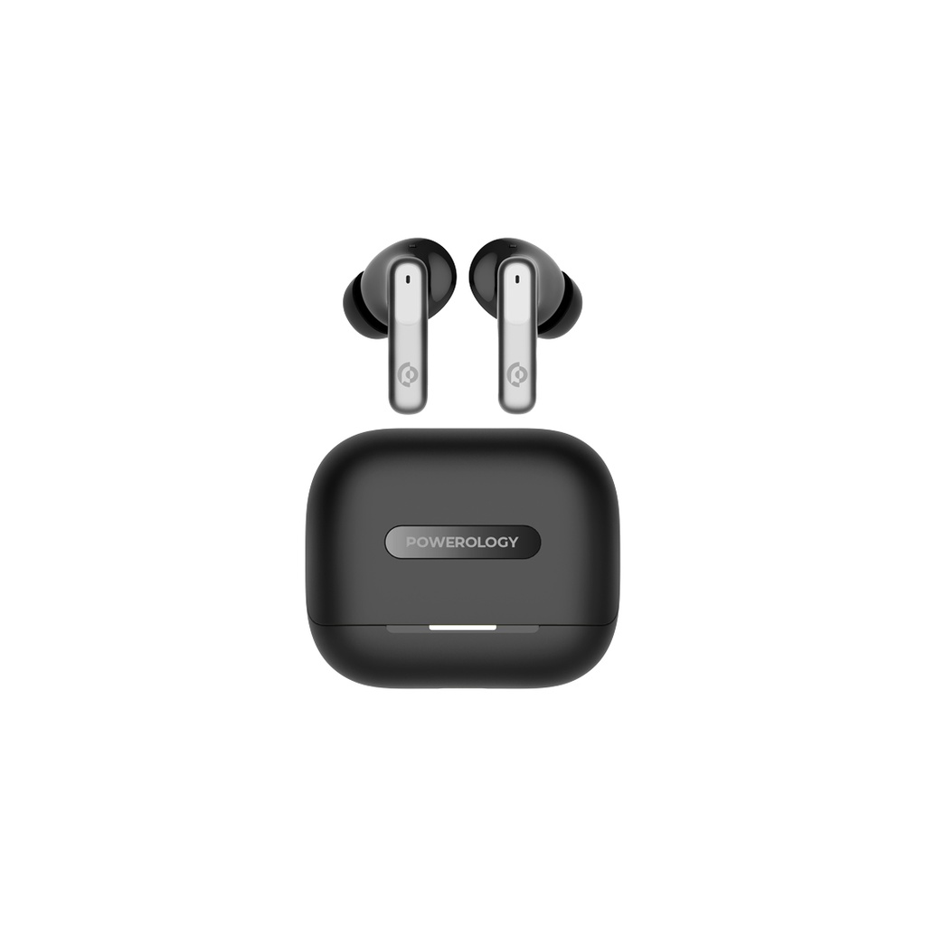 POWEROLOGY 6 MIC HYBRID ANC + ENC TRUE WIRELESS BUDS BLACK PWLAU010-BK