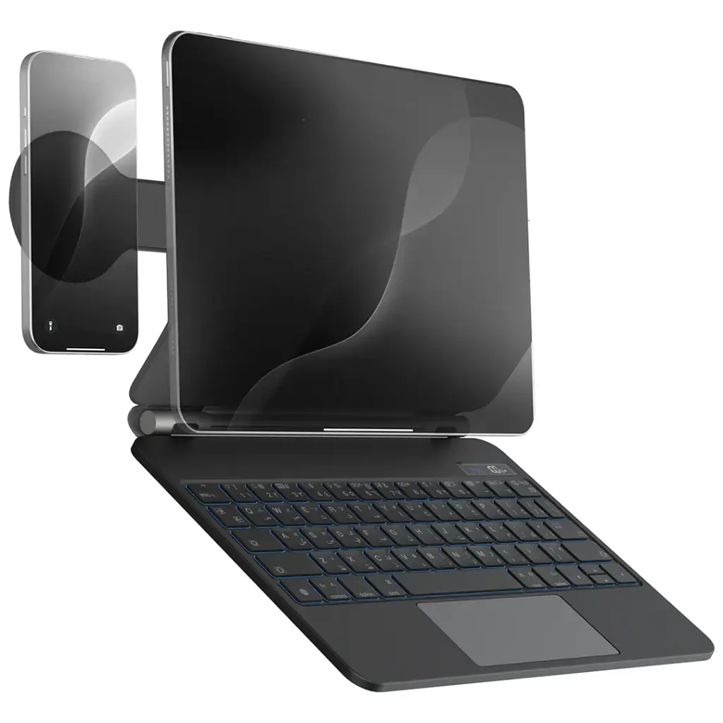 POWEROLOGY DYNABOARD WIRELESS KEYBOARD CASE WITH MAGSAFE PHONE HOLDER FOR IPAD PRO 13 M4 BLACK PWMK13BK