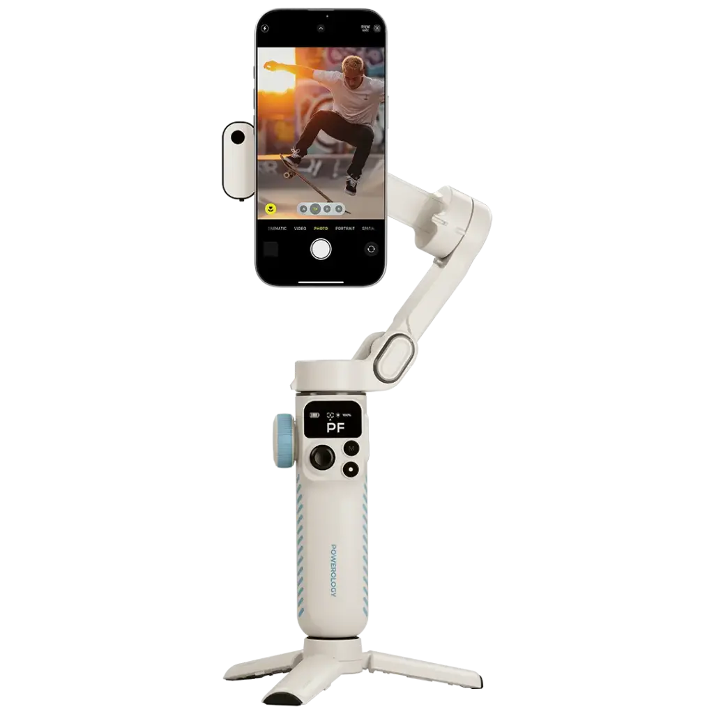 POWEROLOGY MAGWAVE 3-AXIS MAGNETIC SMART PHONE GIMBAL WHITE PWSMP2WH
