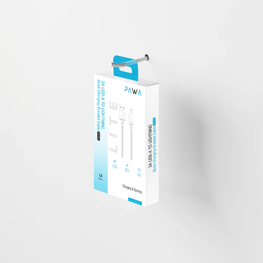 PAWA 3A USB A TO LIGHTNING QUICK CHARGING BRAIDED CABLE 1.2M PW122 WHITE PW-BTLT12AL-WH thumbnail 5