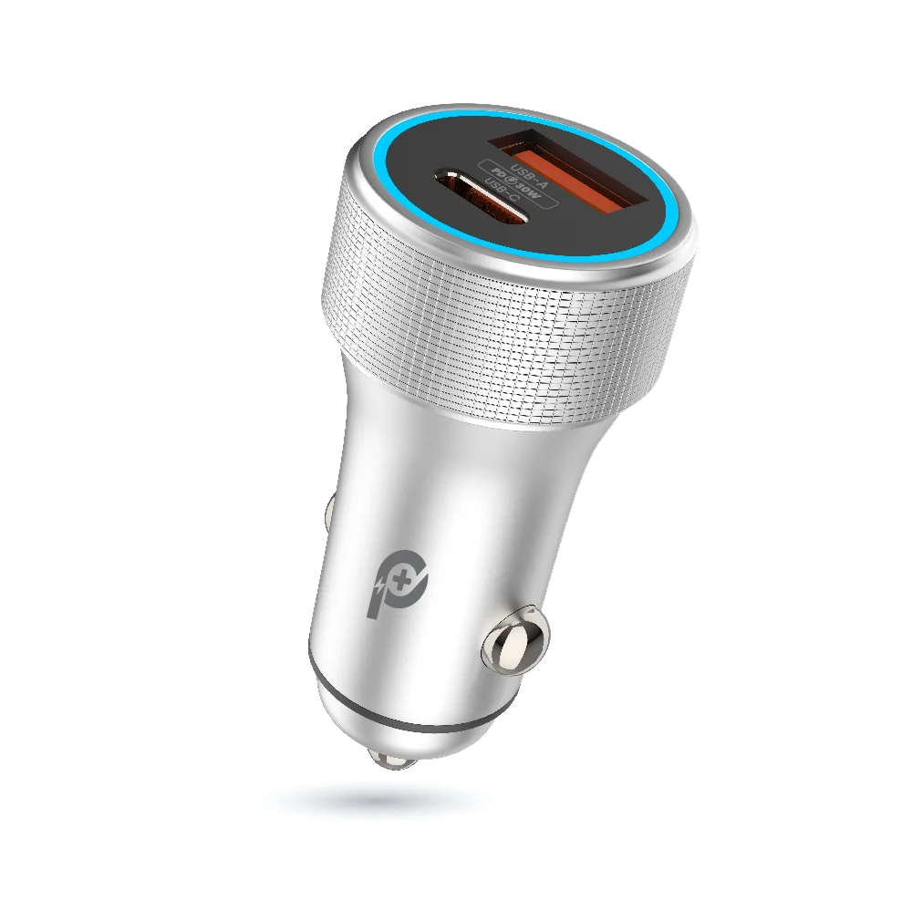 POWERO PLUS 48W POWER EXTREME DUAL PORT CAR CHARGER PD30W GREY PR-CCPD48-GY