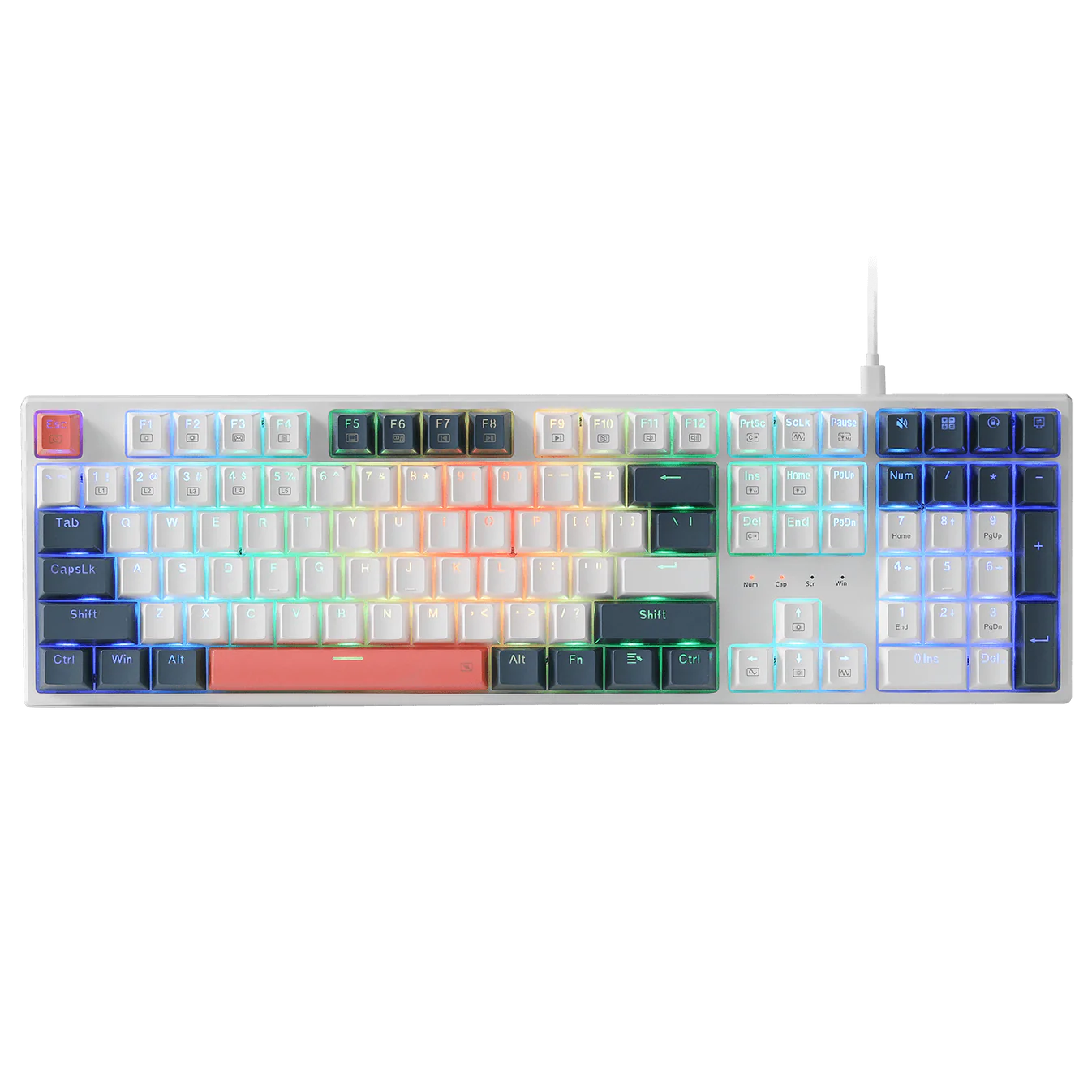 REDRAGON TRUNDLE K668 RGB HOT-SWAPPABLE WIRED GAMING KEYBOARD RED SWITCH WHITE K668WBO-RGB