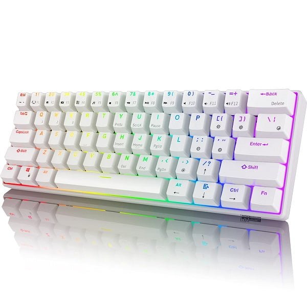 ROYAL KLUDGE GAMING  KEYBOARD RGB DUAL MODE HOT PLUG BROWN SWITCH WHITE RK61