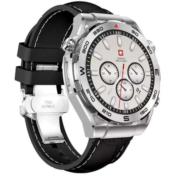SWISS MILITARY DOM 3 WATCH WITH SILICONE STRAP BLACK SM-W-DOM3-SIF-BLKSIST-2PRESTP