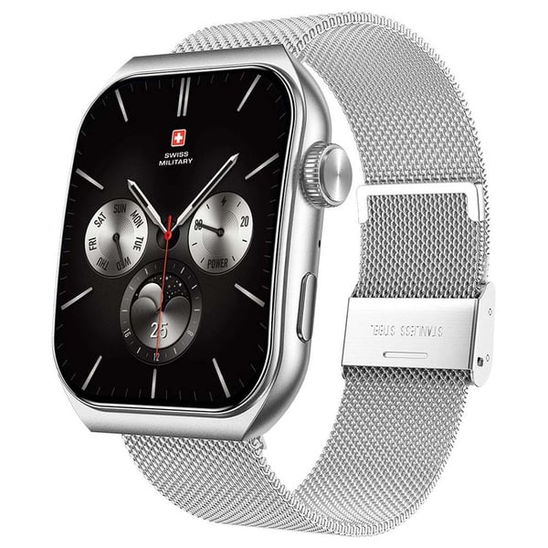 SWISS MILITARY ALPS 3 SILVER WATCH WITH STAINLESS STEEL STRAP SM-WAT-ALPS3-SLF-SLSTEELST