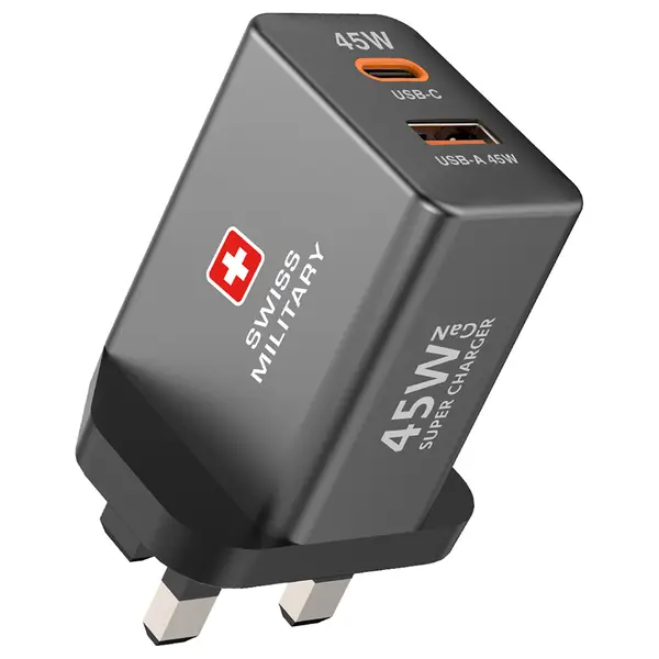 SWISS MILITARY 45W GAN SUPER CHARGER GRAY SM-GANPOWER45W-1C1A-GRY